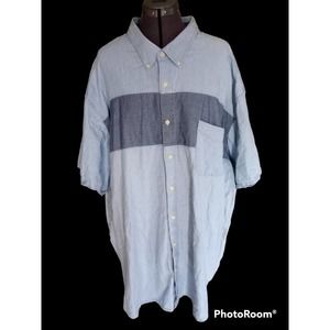 Foundry men's button down shirt, short sleeves, White. 4XL